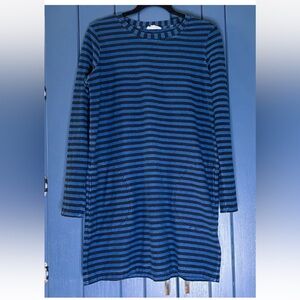 Blue And Black Striped Shirt Dress with Pockets Size Medium Norm Core Minimalist